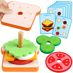 Wooden Sorting & Stacking Toy for Improved Hand-Eye Coordination