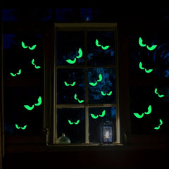 6pcs Halloween Luminous Horror Eyes Glow In The Dark Wall Stickers