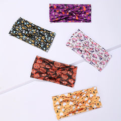5pcs Halloween Skull Print Head Band Elastic Hairband Cartoon Headband
