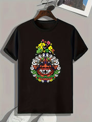 Monster Print Men's Graphic T-shirt for Summer
