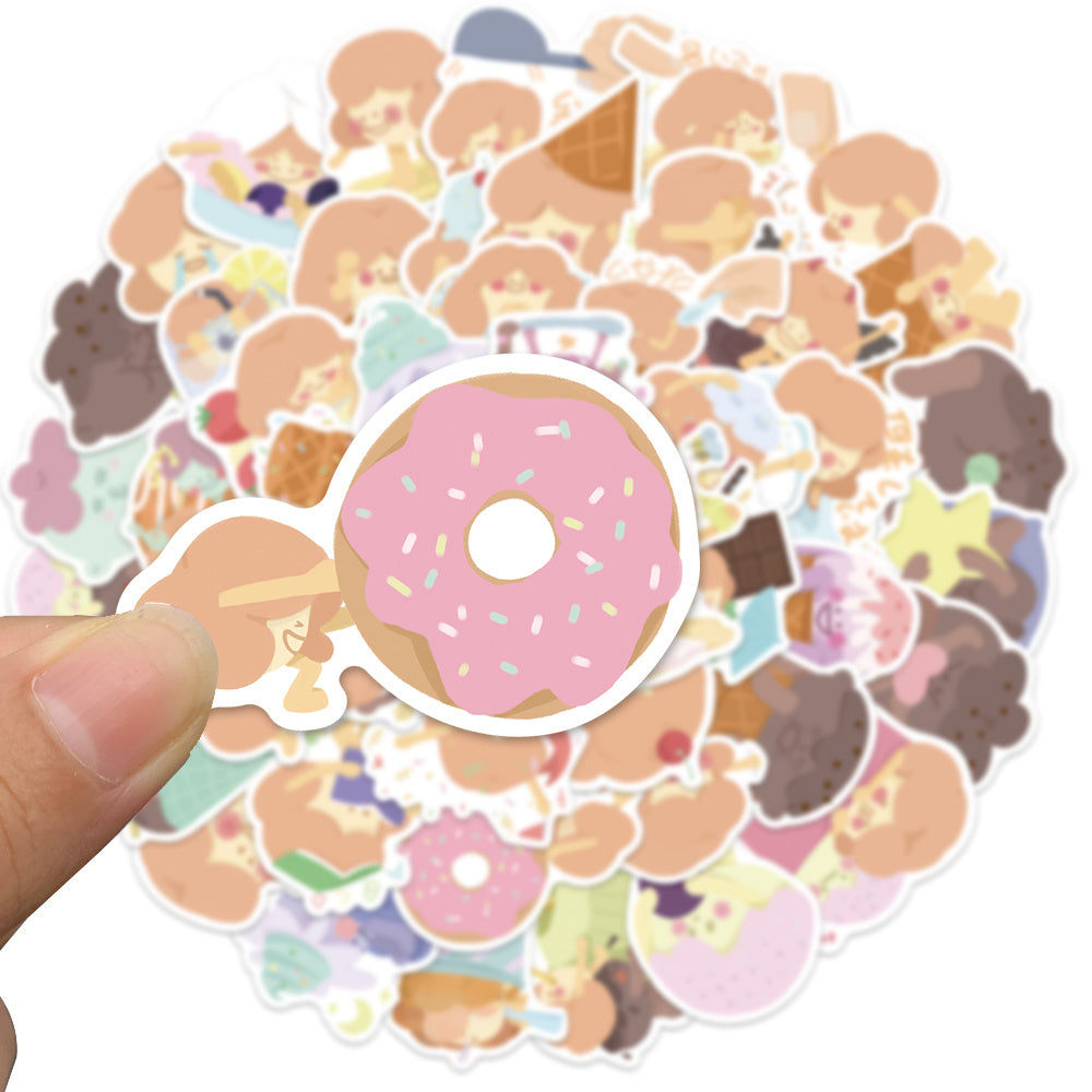 50pcs Cartoon Ice Cream Graffiti Waterproof Stickers