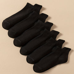 6 Pairs Solid Sports Socks Women's Low Cut Ankle Stockings