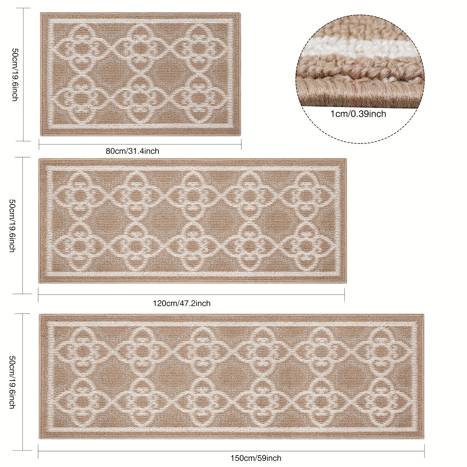 Absorbent Nylon Bathroom Rugs Set