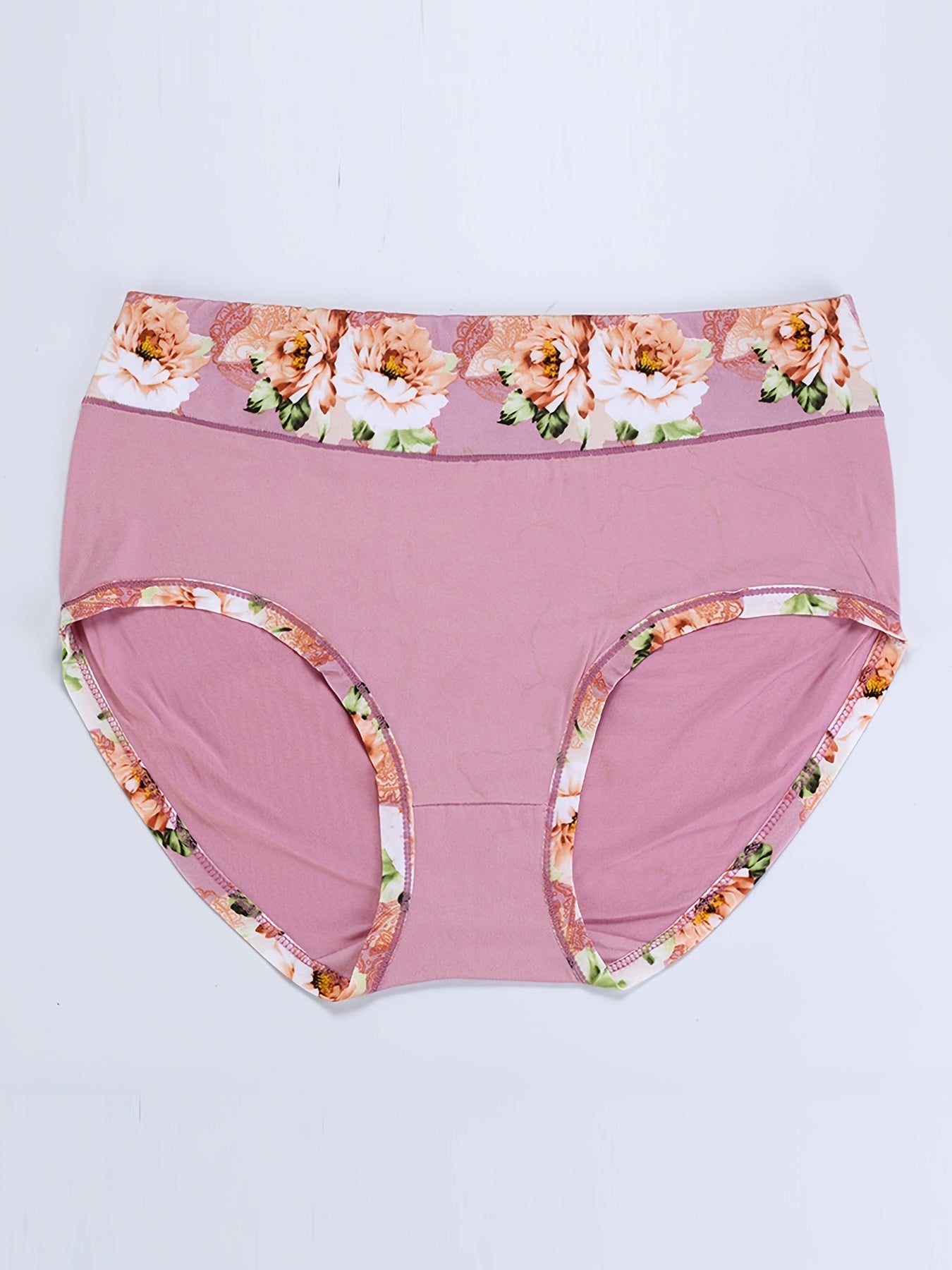 5pcs Floral Printed Briefs Beauty Buttock Mid Waist Panties For Women