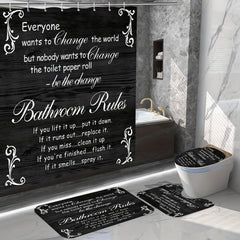 Bathroom Rules Shower Curtain Set with 4 Pieces