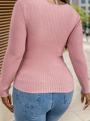 Sexy Sweater Women's Plus Button Detail Colorblock Wrap