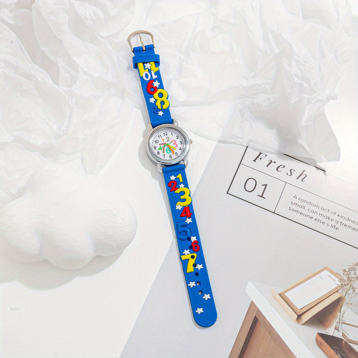 Kids Digital Quartz Watch - Cute Number Pointer Wristwatch