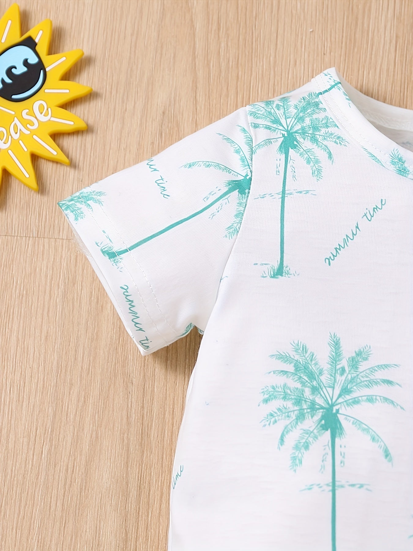 2pcs Baby Boys Coconut Trees Print T shirt & Shorts Summer Clothes Sets