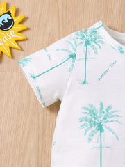 2pcs Baby Boys Coconut Trees Print T shirt & Shorts Summer Clothes Sets