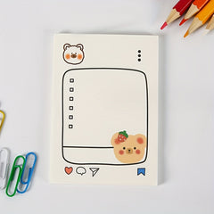 50pcs Bear Memo Pad Heart Small Book Self adhesive Tearable Sticky Notes