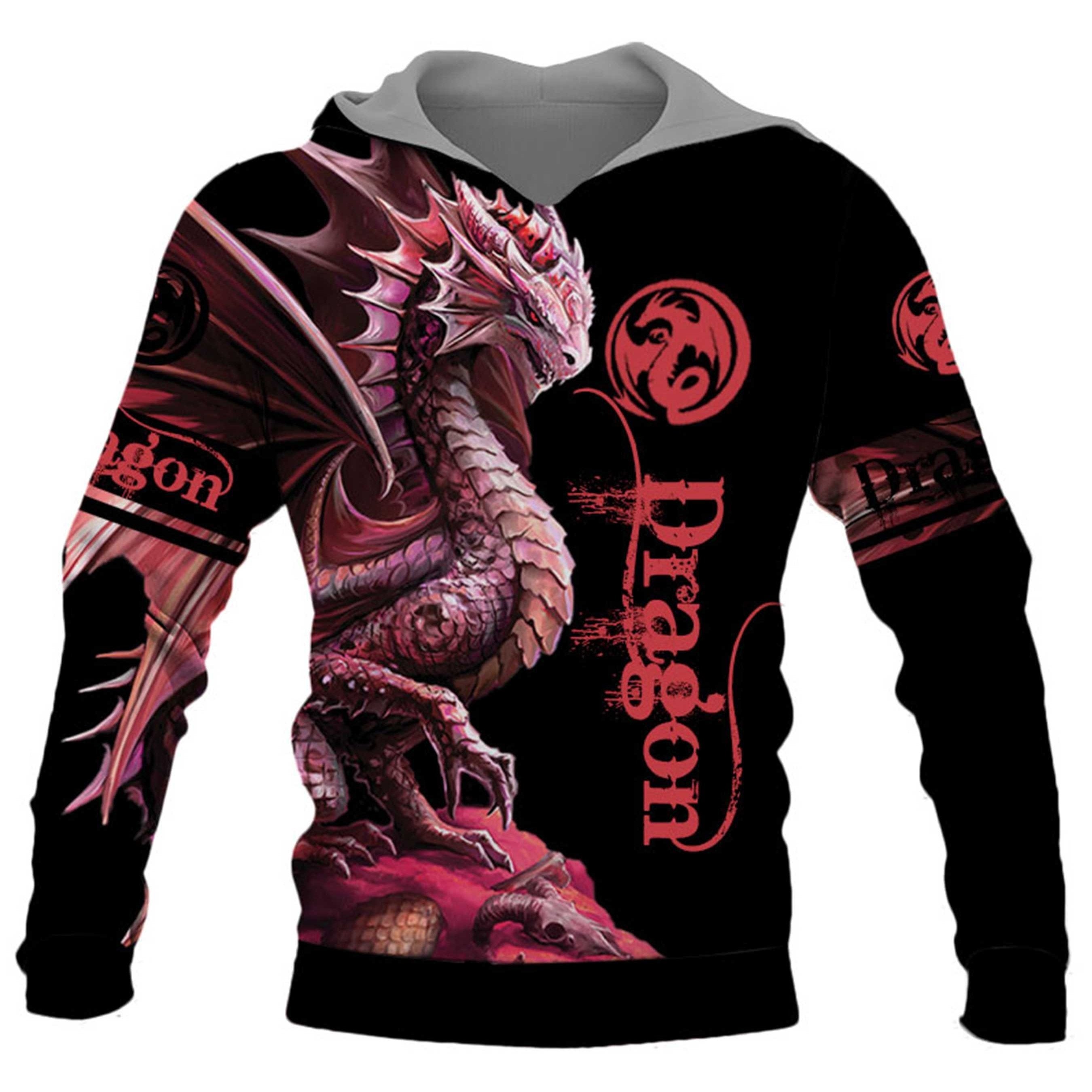 Dragon 3D Print Hoodie Men Graphic Hooded Pullover Autumn Clothing