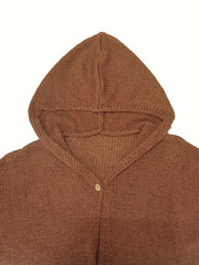 Long Sleeve Button Hooded Cardigan