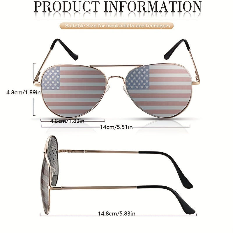 American Flag Sunglasses Top Bar Aviator Sun Shades Patriotic Glasses