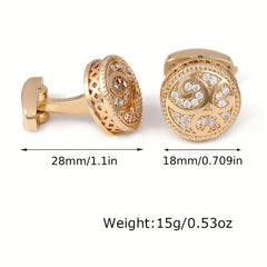 Zircon Inlaid Men's Shirt Cufflinks - Father's Gift