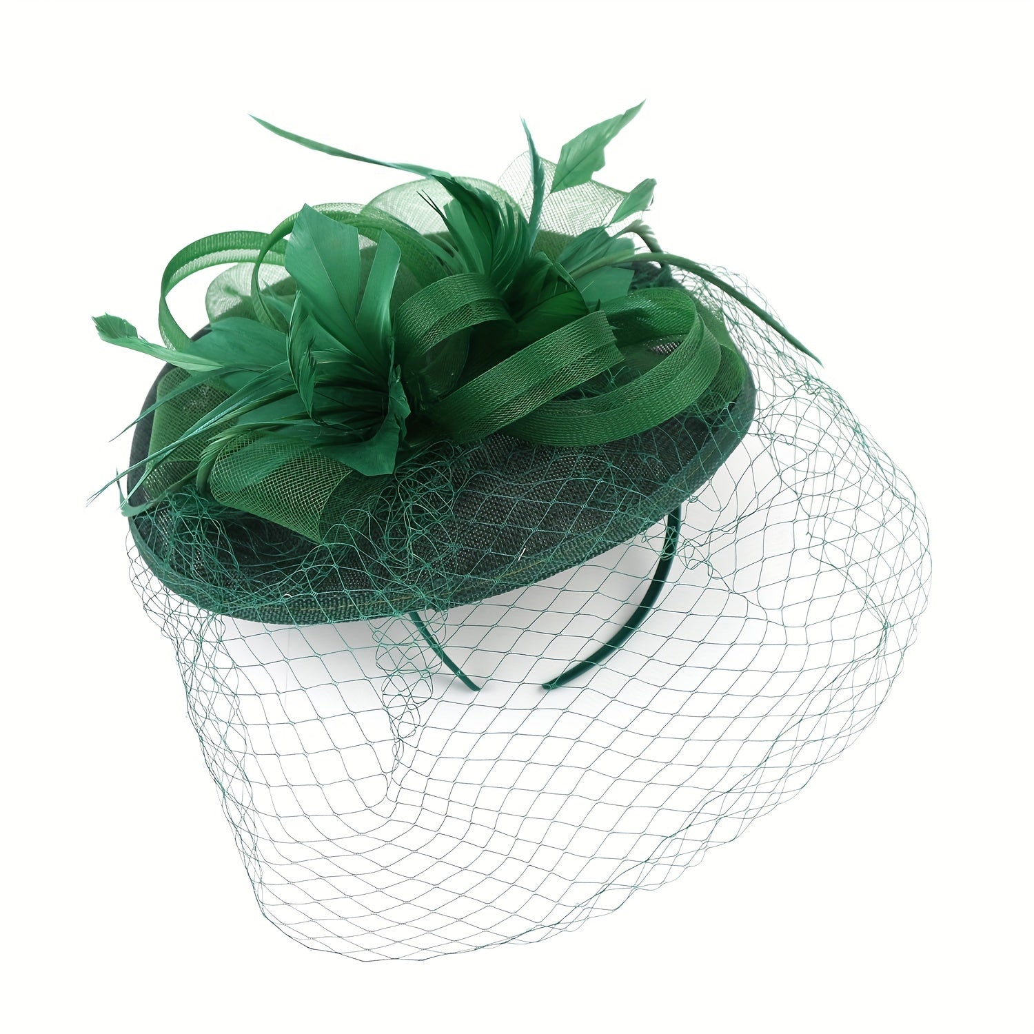 Green Veil Mesh Fascinators Hat Feather Derby Wedding Cocktail