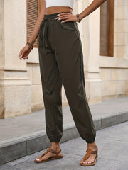 Paper Bag Waist Jogger Pants with Tie