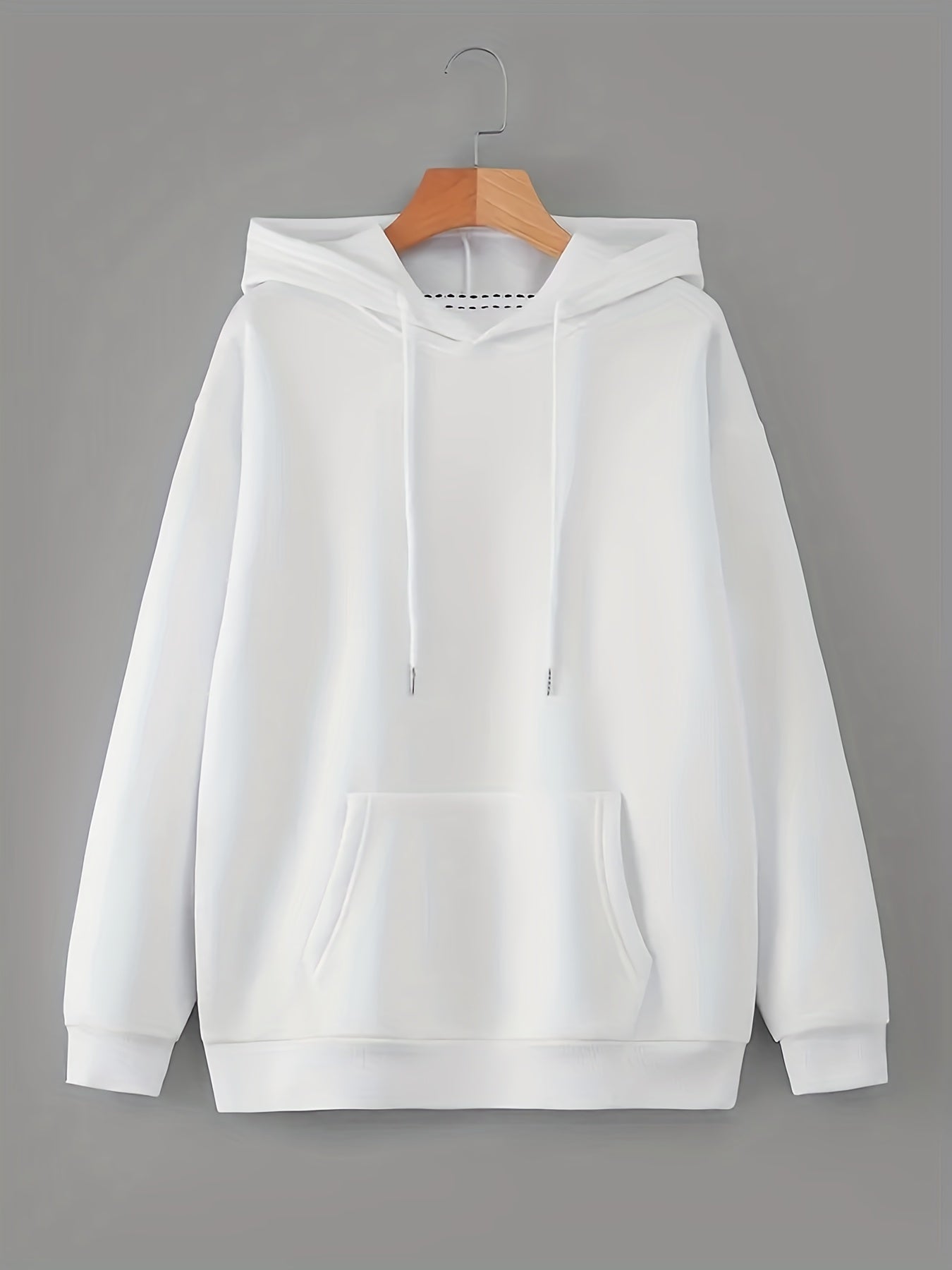 Kangaroo Pocket Hoodie Long Sleeve Drawstring Hoodies Women's Clothing