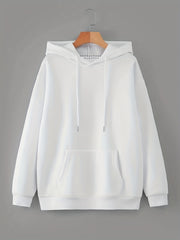 Kangaroo Pocket Hoodie Long Sleeve Drawstring Hoodies Women's Clothing