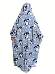 Puppy Pattern Sherpa Fleece Oversized Blanket Hoodie
