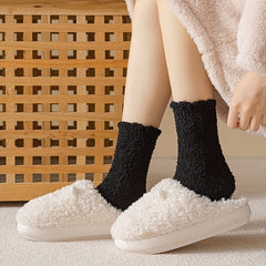 4 Pairs Fuzzy Socks Comfy & Warm Mid Tube Women's Stockings