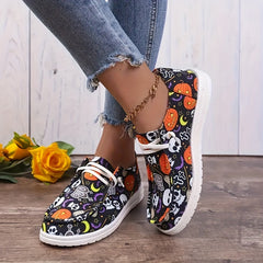 Snowman Pattern Slip On Sneakers Comfortable Wear-Resistance Boat Shoes