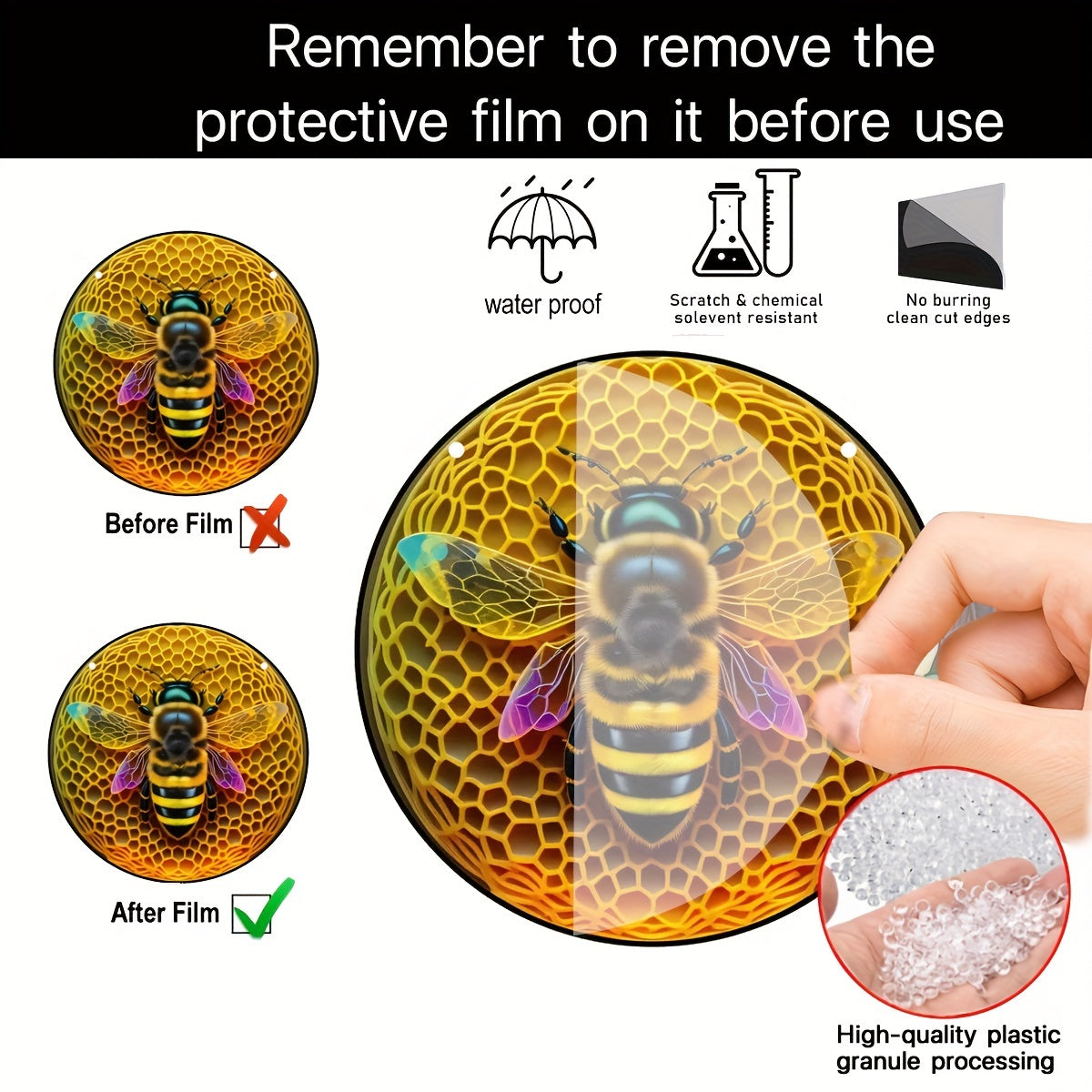 Bee Suncatcher Stained Glass Window Hanging for Home Decor