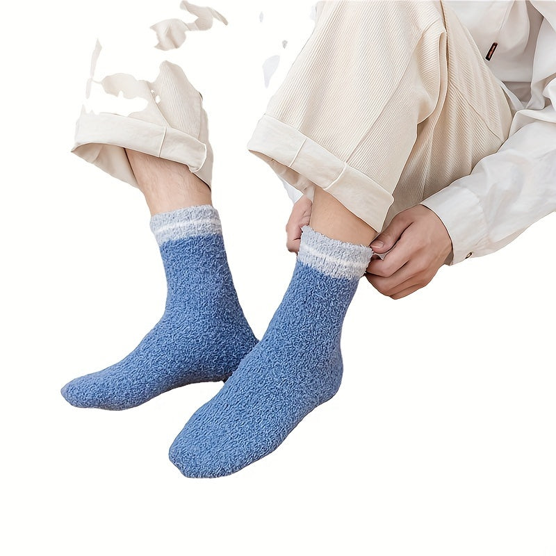 6 Pairs Men's Letter Crew Socks Breathable Plush Comfy Casual Unisex Socks