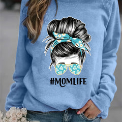 Mom Life Print Loose Sweatshirt Women's