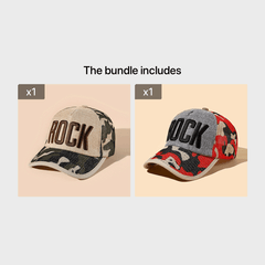 Embroidered Alphabet ROCK Baseball Cap Outdoor Sunscreen Cap