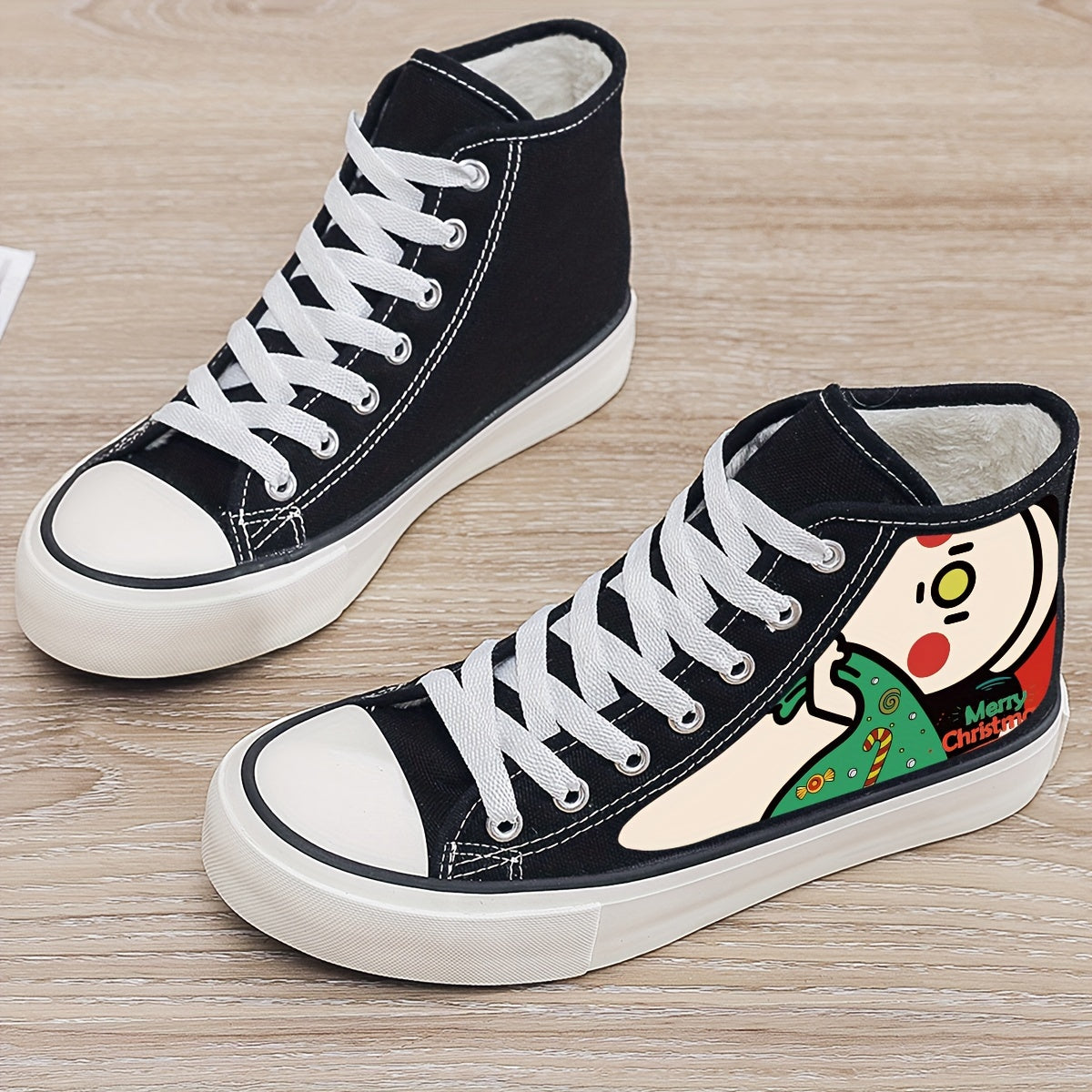 Christmas Plush Lined Chunky Canvas Sneakers