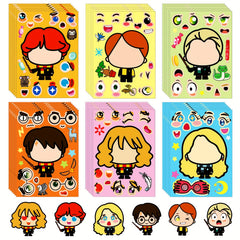 6pcs Make A Face DIY Puzzle Stickers Graffiti Big Head Cartoon Stickers