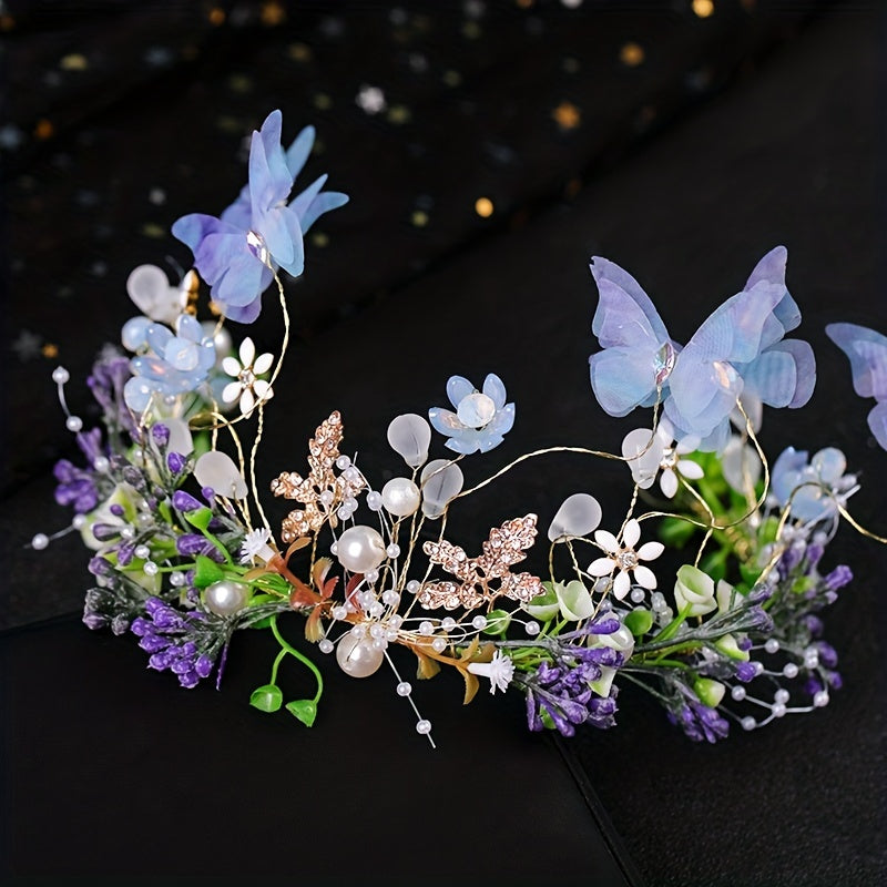 Mesh Butterfly Headband Faux Pearl Hair Hoop Women's Hair Accessories