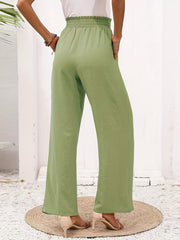 High Waist Wide Leg Pants with Belted Waist