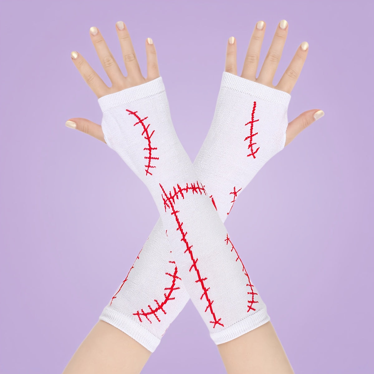 Halloween Costume Gloves 11 8in Fingerless Stitched Elastic Cosplay Accessory
