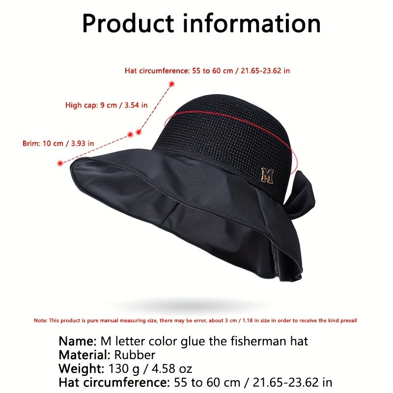 Wide Brim Sun Hat Bow Decor Casual Bucket Hat for Summer