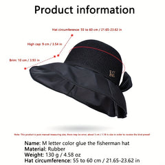 Wide Brim Sun Hat Bow Decor Casual Bucket Hat for Summer