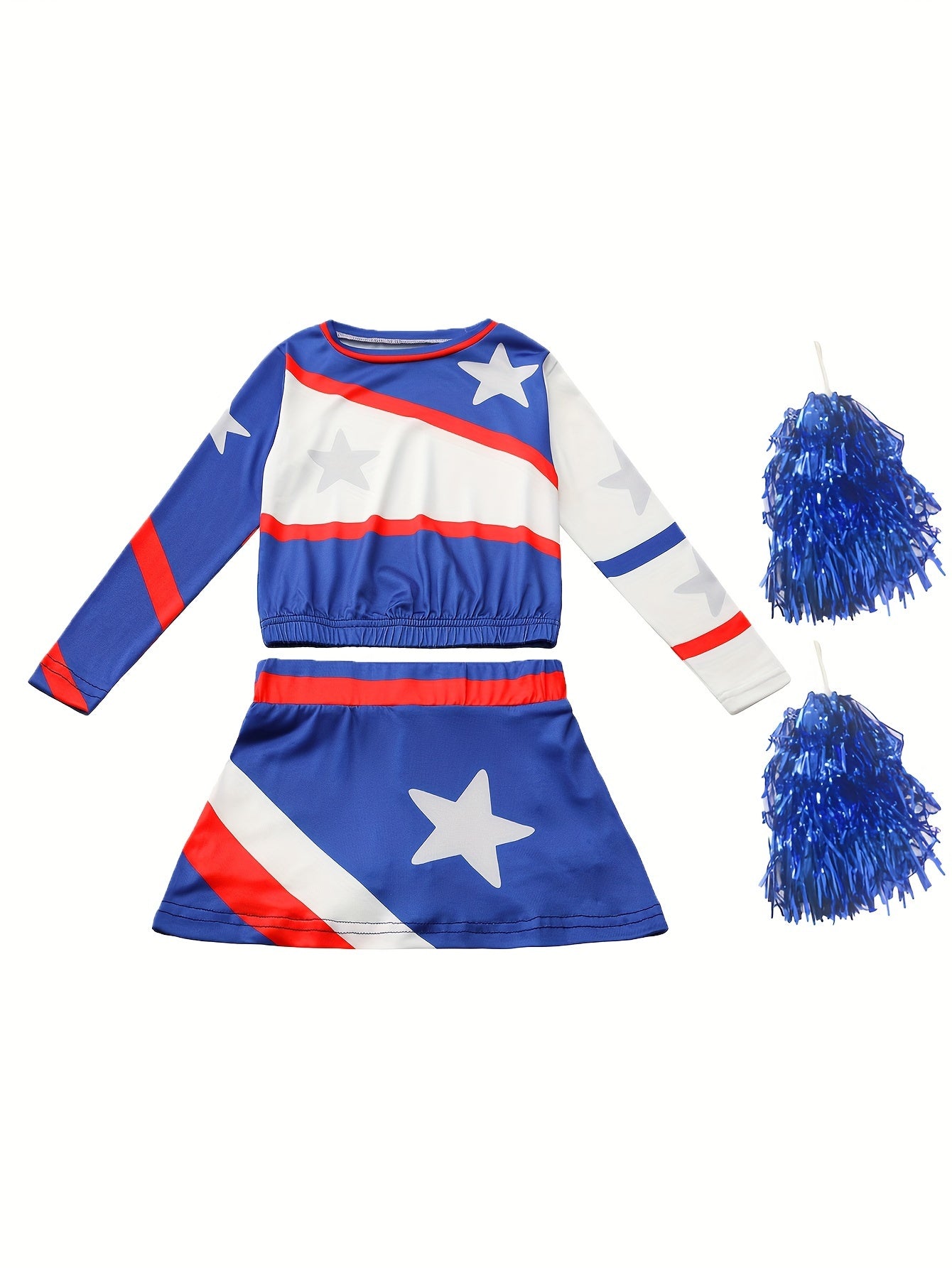 Girls Splicing Star Graphic Cheerleading Outfits For Sports Performance