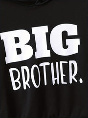 BIG BROTHER Letter Print Boys Casual Pullover Long Sleeve Hoodies