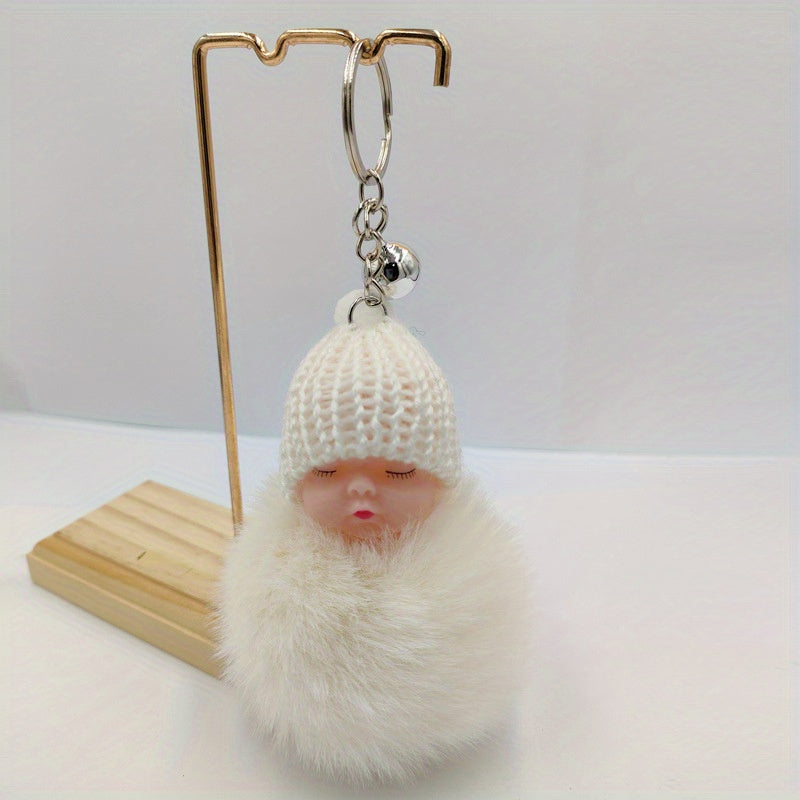 Zircon Rabbit Fur Ball Keychain for Girls