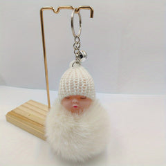 Zircon Rabbit Fur Ball Keychain for Girls