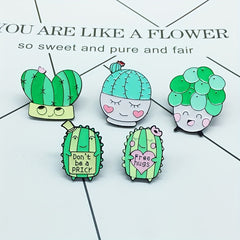 Green Plant Prickly Pear Pattern Brooch Funny Bag Accessories Girls Hat Jewelry