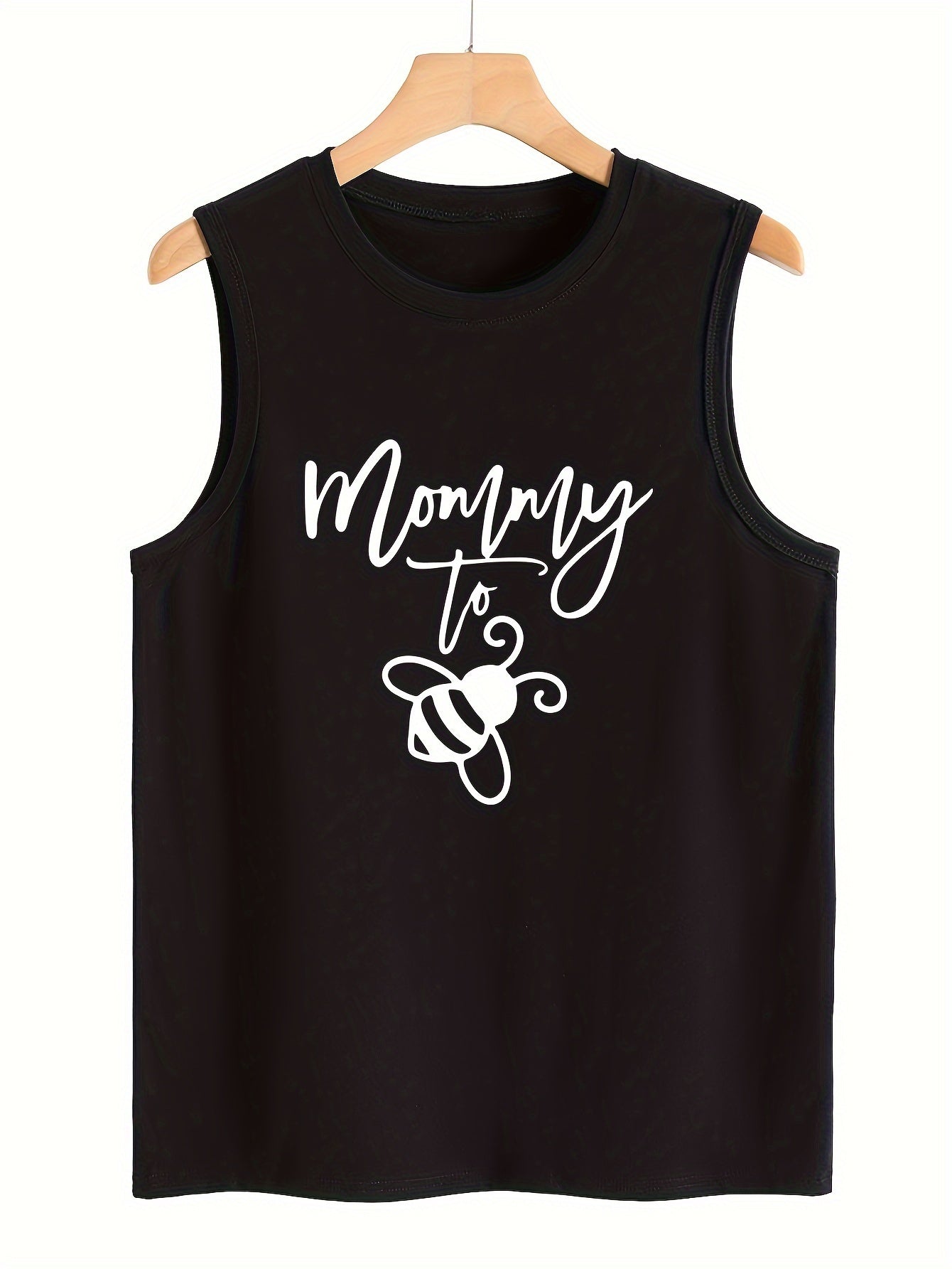 Bee & Letter Pattern Sports Vest Sleeveless Casual Top
