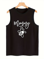 Bee & Letter Pattern Sports Vest Sleeveless Casual Top