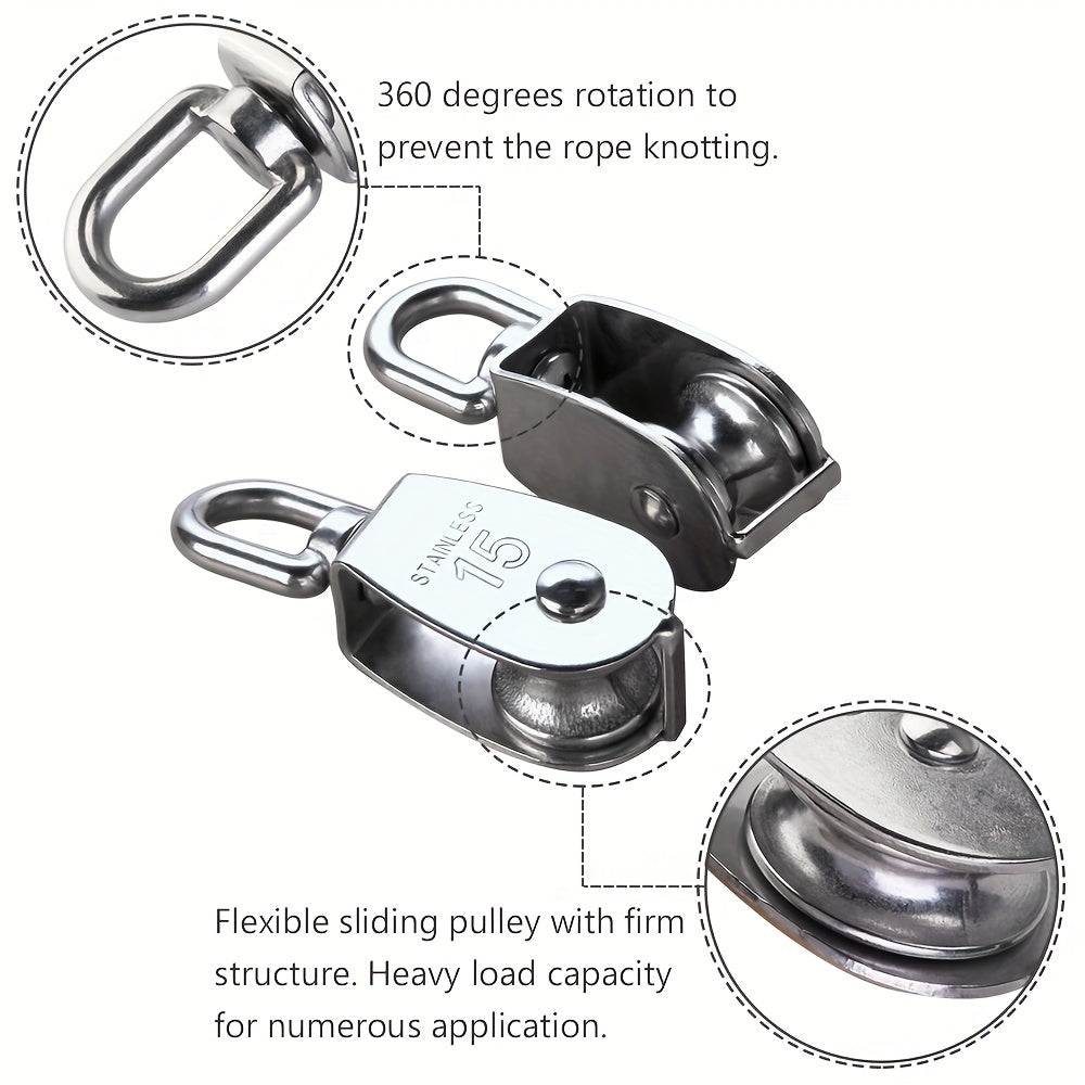 304 Stainless Steel M15 Single Pulley Block Wire Rope Pulley