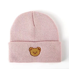 Boys Bear Knit Beanie Hat Warm Winter Autumn