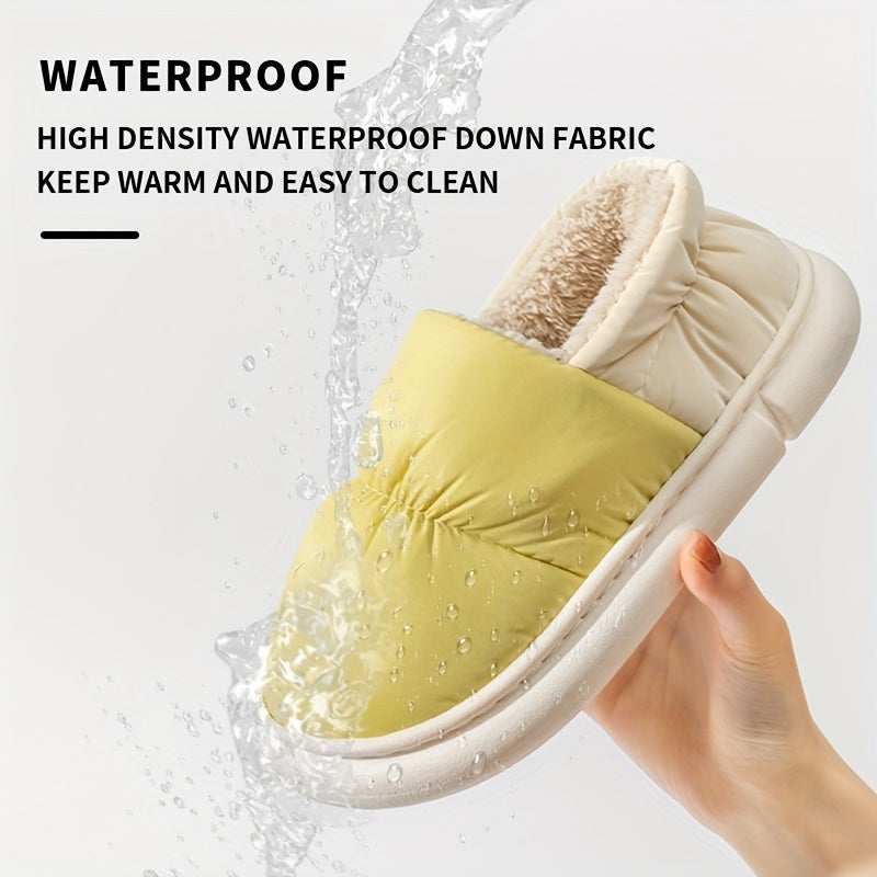 Colorblock Quilted Slippers Slip On Waterproof Home