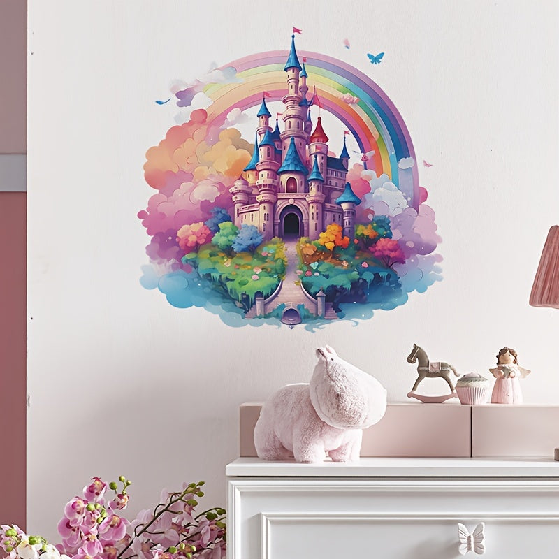 Castle Wall Stickers Rainbow Clouds Bridge Decals