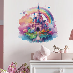 Castle Wall Stickers Rainbow Clouds Bridge Decals