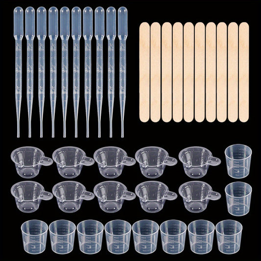 40-Piece Resin Casting Tools Kit - Measuring Cups, Droppers, Wooden Sticks