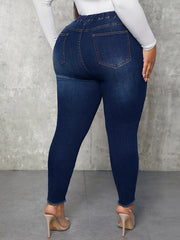 Ripped Fringe Raw Trim Skinny Jeans